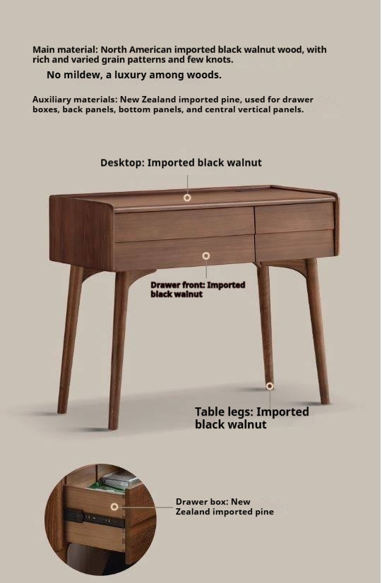 Black Walnut Solid Wood Italian Light Luxury Dressing Table