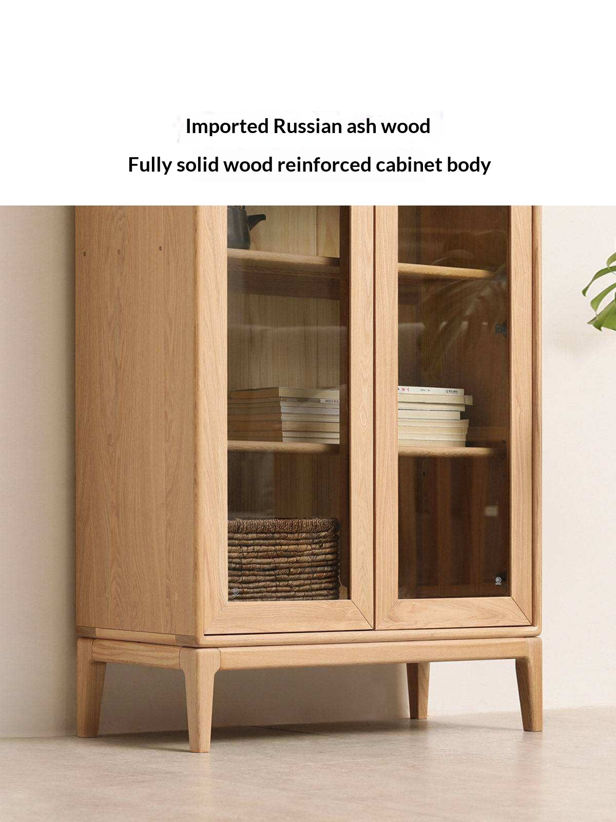 Ash Solid Wood Floor-Standing Bookcase Whole Wall Free Combination Bookshelf