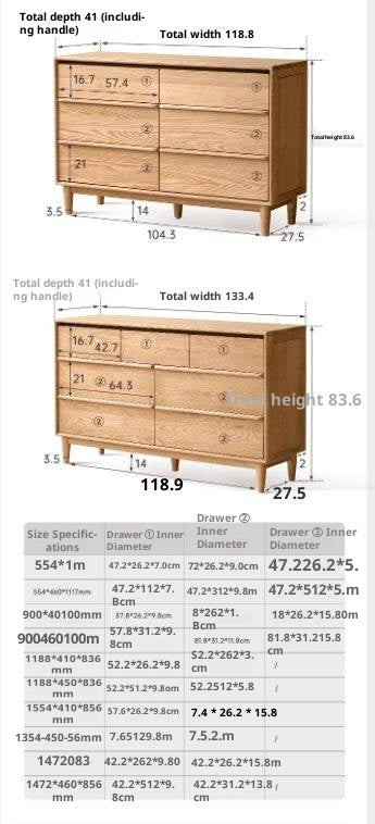 Ash Solid Wood Modern Drawer Cabinet