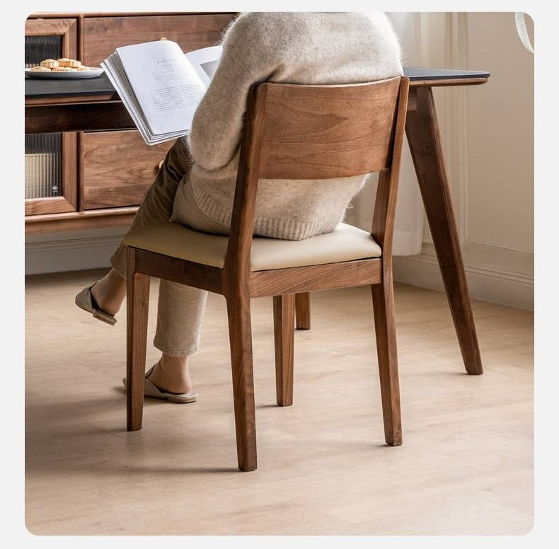 Set 4 pcs Black Walnut, Oak, Solid Rubberwood Dining Soft Chair