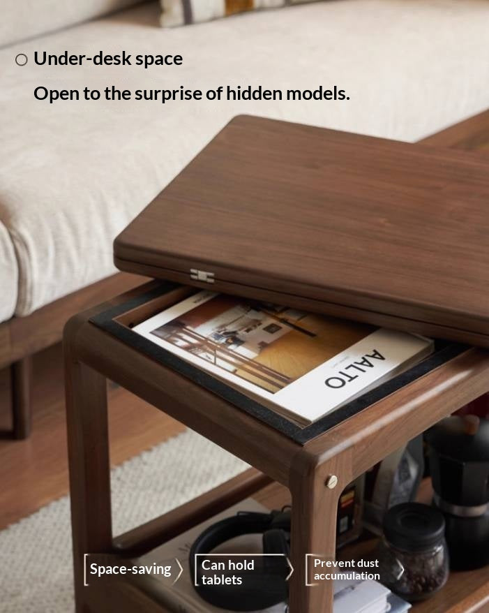 Black Walnut Solid Wood Movable Folding Modern Side Table