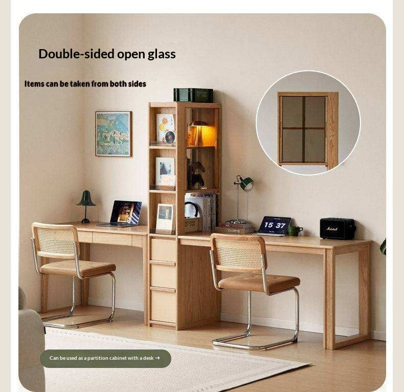 Oak Solid Wood Computer Desk with Integrated Frame and Minimalist Design