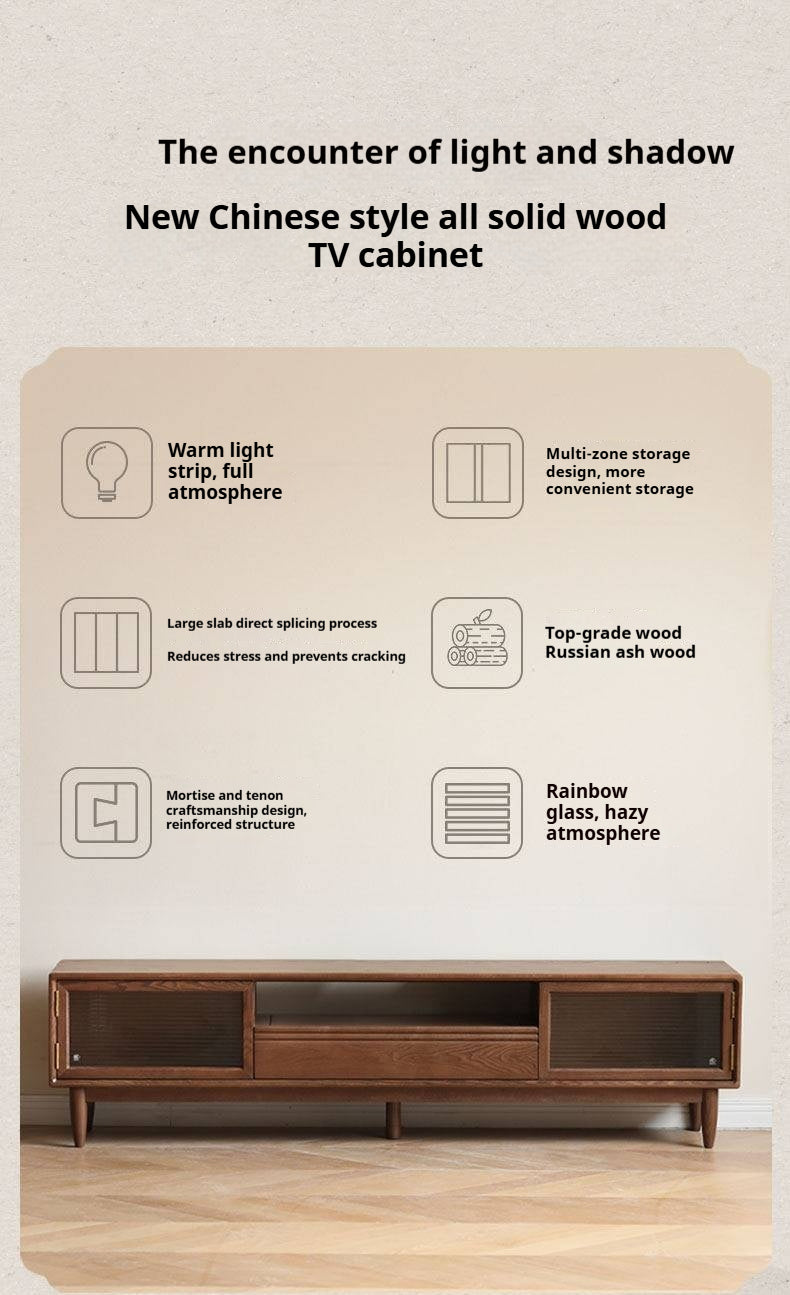 Ash Solid Wood Modern Minimalist TV Stand