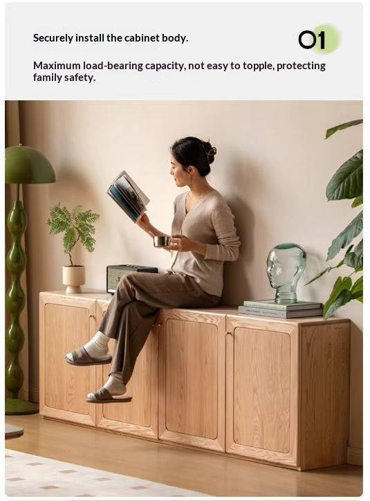 Oak Solid Wood Modern Floor Storage TV Cabinet.