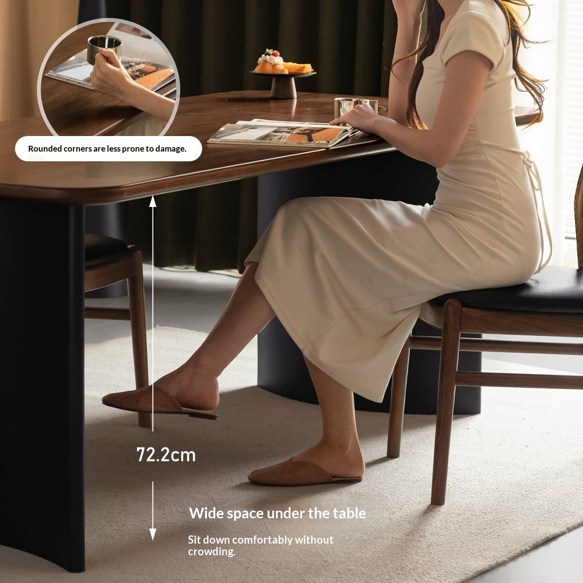 Solid Longan Hardwood Dining Table Italian Light Luxury