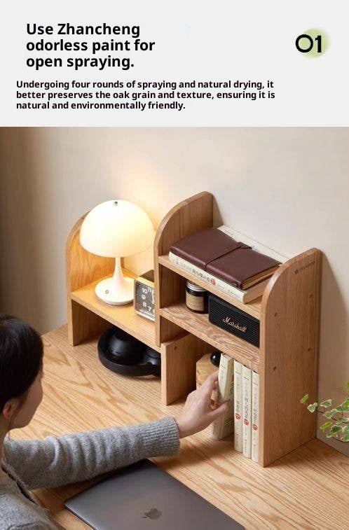 Solid Rubberwood, Oak Solid Wood Bookshelf Retractable