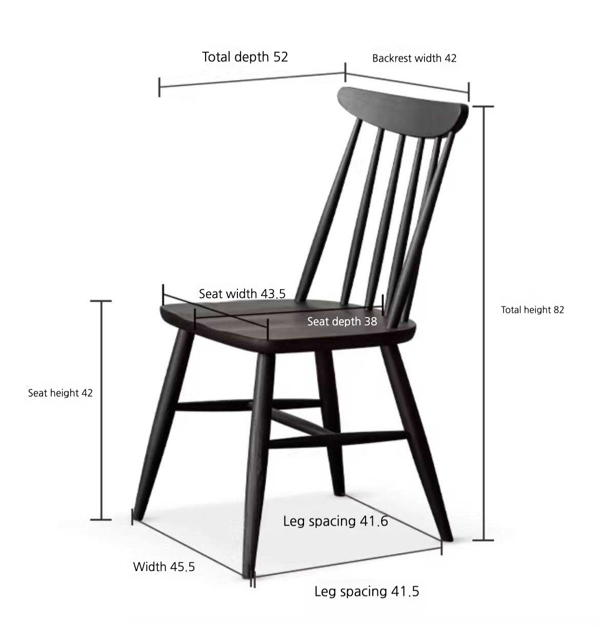 4 Pcs Oak, Ash Solid Wood Windsor Smoked Dining Chair