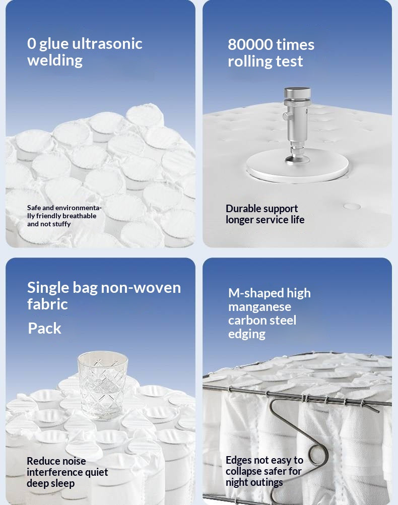 Zero-Glue Pressure-Free Memory Foam Mattress — 3D Core Material, Thick Mattress with Independent Springs