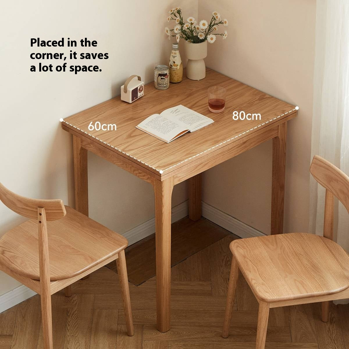 Oak Solid Wood Folding Dining Table