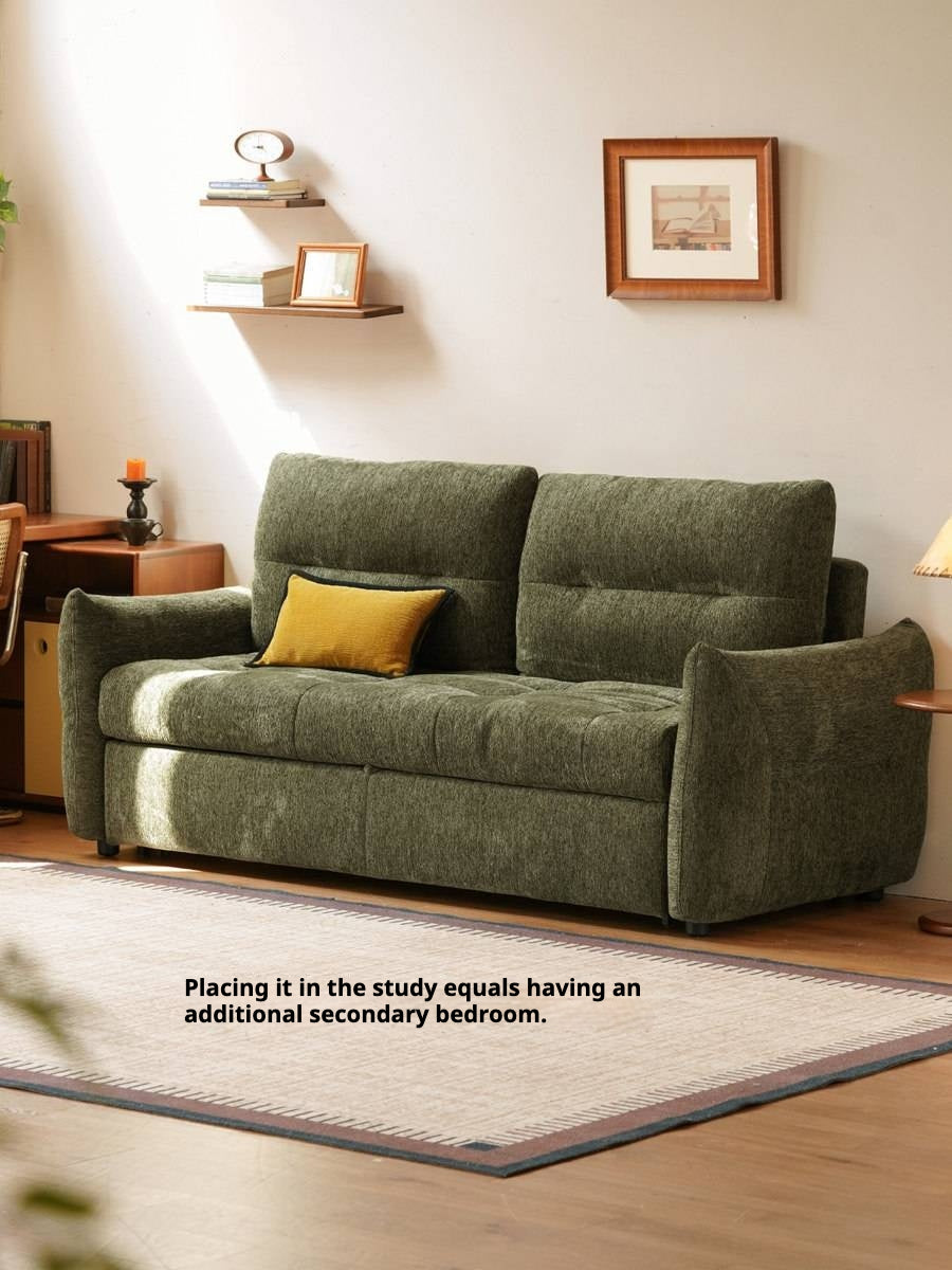 Chenille Sleeper Sofa with Pull-Out Bed Extension