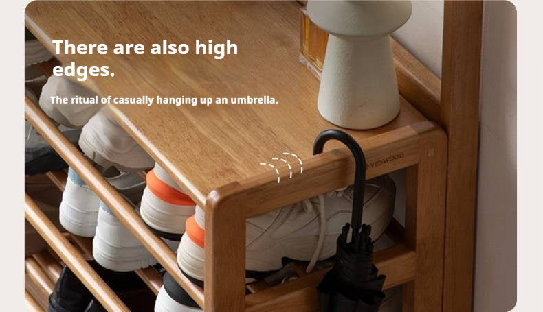 Solid RubberWood Multi-Tiered Shoe Rack For Shoes, Clothes And Hats