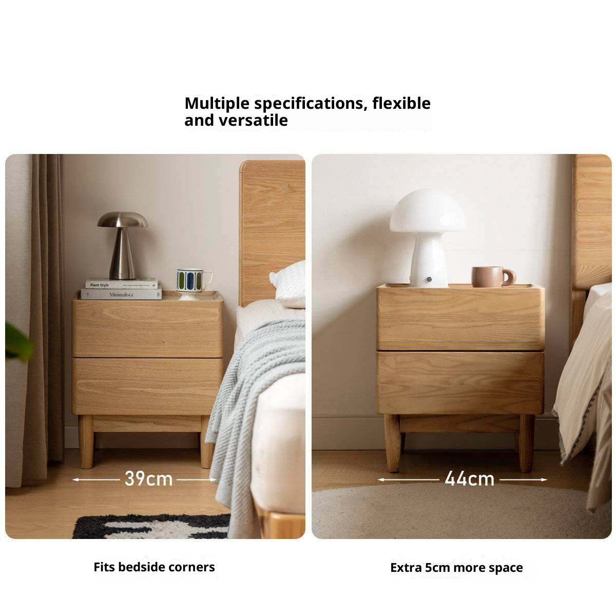 Ash, Oak, White Ash, White Oak, Sandalwood Solid Wood White Wax Small Nightstand