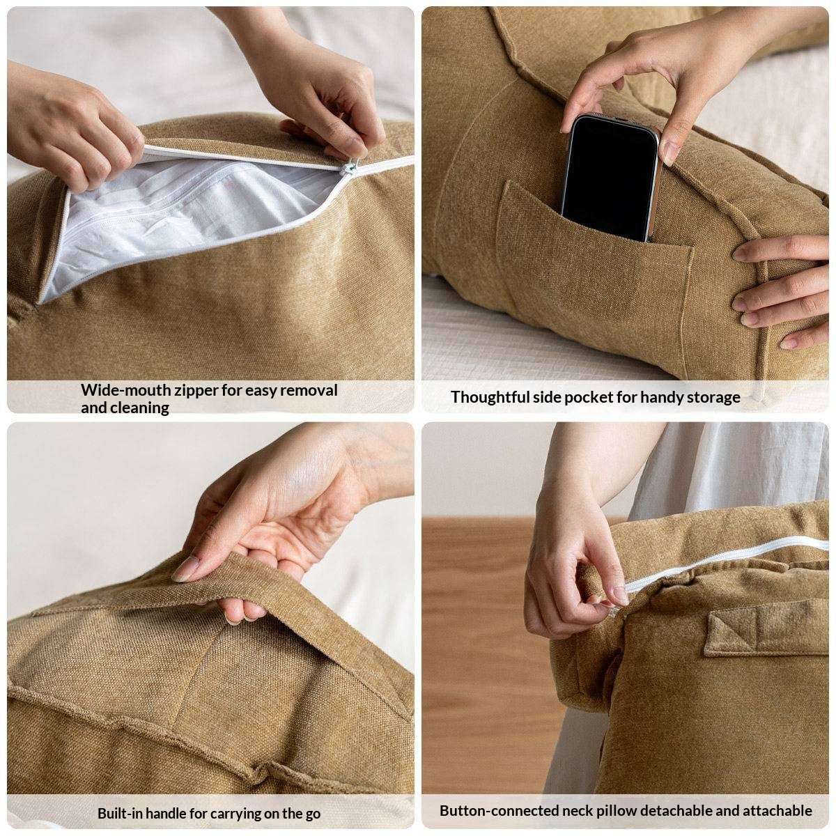 Bed Headboard with Upholstered Backrest Cushion