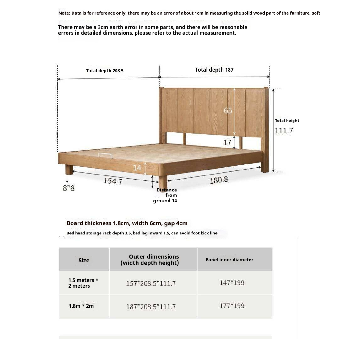 Ash Solid Wood Extra Tall Fluted Wood Headboard Platform Bed