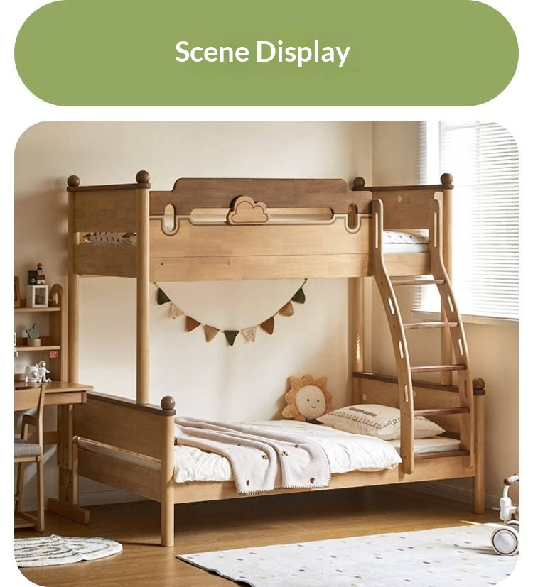 Rubberwood Solid Wood Children's Multifunctional Bunk Bed