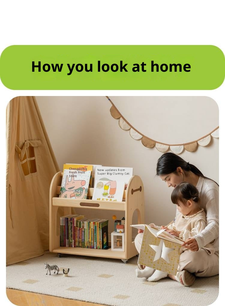 Poplar Solid Wood Movable Kids Cabinet