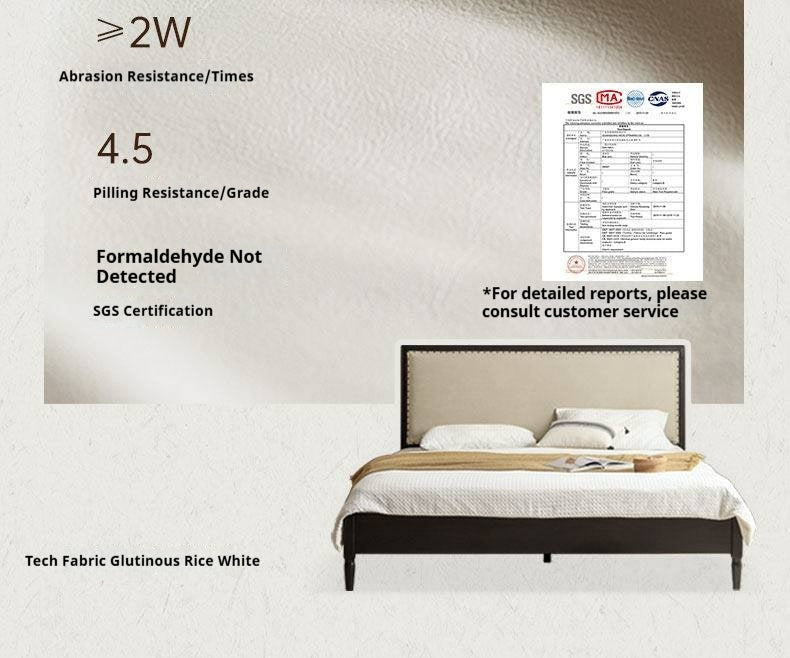 Oak Solid Wood Technology Cloth American Soft Back Bed, Genuine Leather Bed
