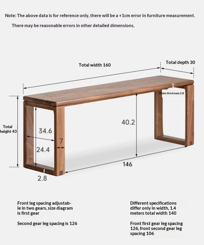 Black Walnut, Oak Solid Wood Long Bench