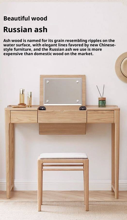 Ash Solid Wood Light Luxury Modern Makeup Stool