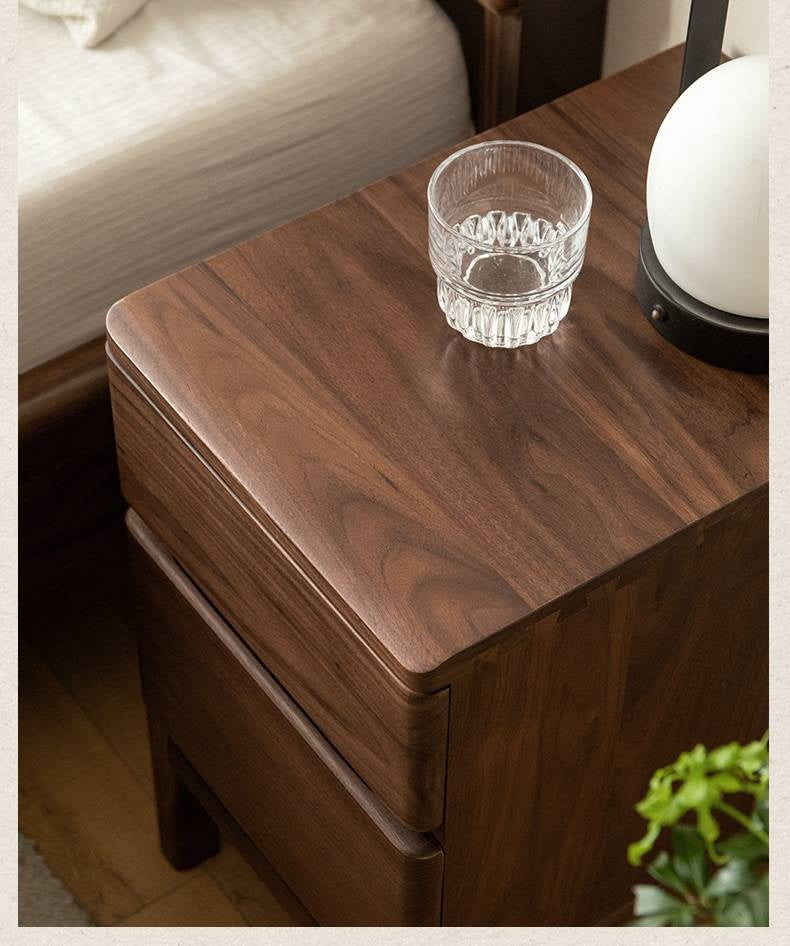 Black Walnut, Ash Solid Wood Storage Nightstand