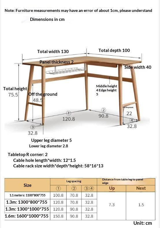 Oak Solid Wood Corner Table Study Office Desk