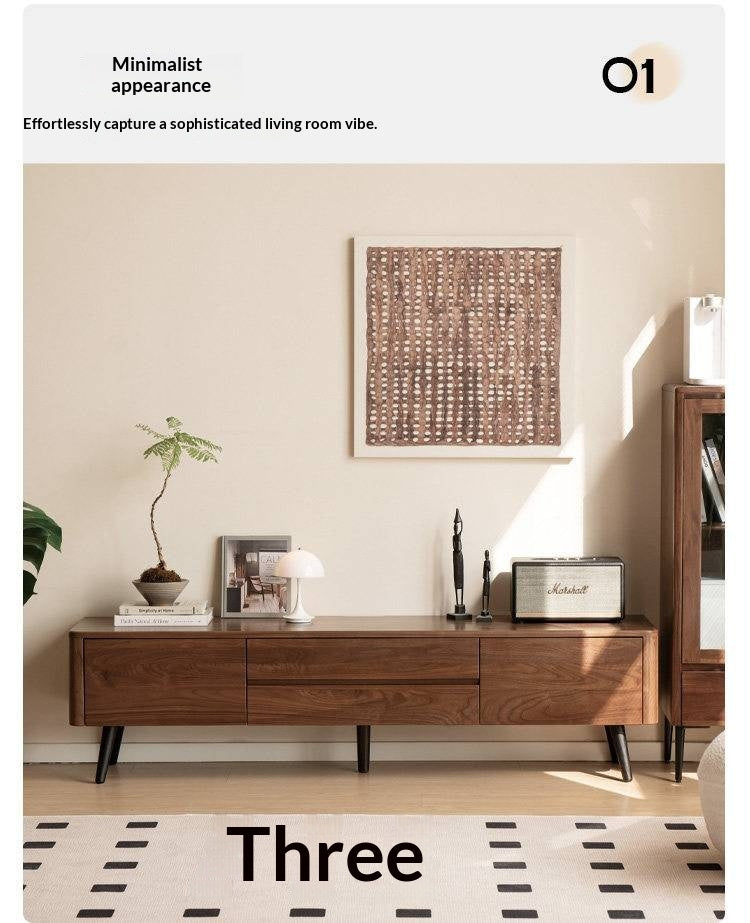 Black Walnut, Solid Sandalwood TV Cabinet Modern Simple.