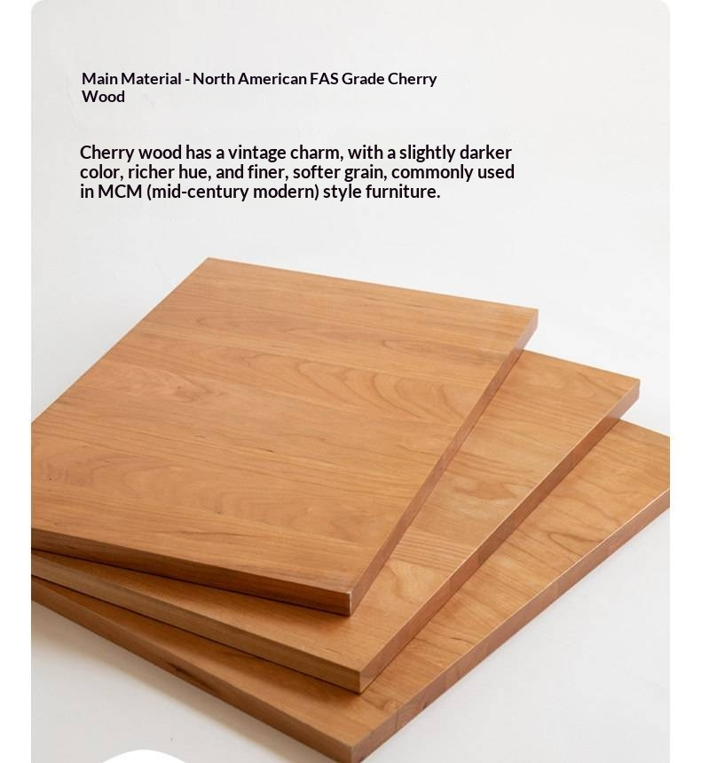 Cherry Solid Wood Bed — Retro Simple Luminous Bed with Charging and Storage