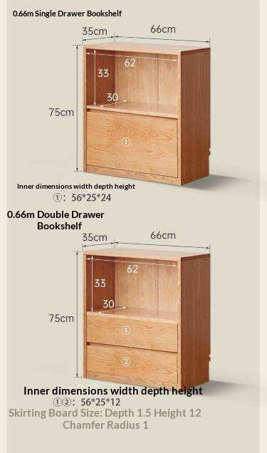 Cherry Solid Wood Vintage Floor Storage Bookcase