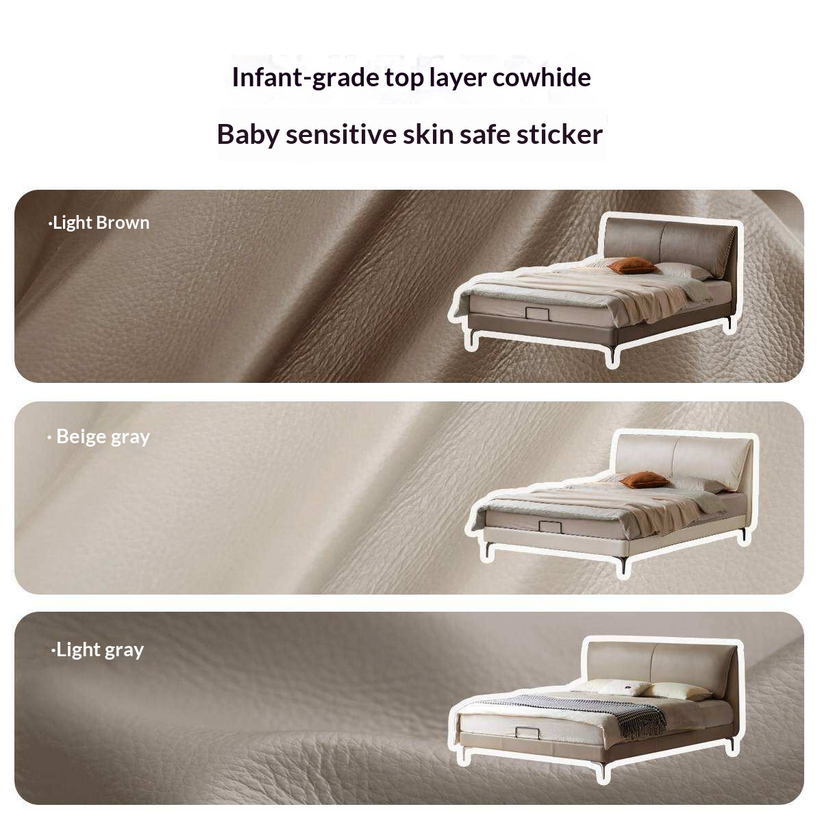 Genuine Leather Sculpted Curved Bed with Tall Sloped Headboard