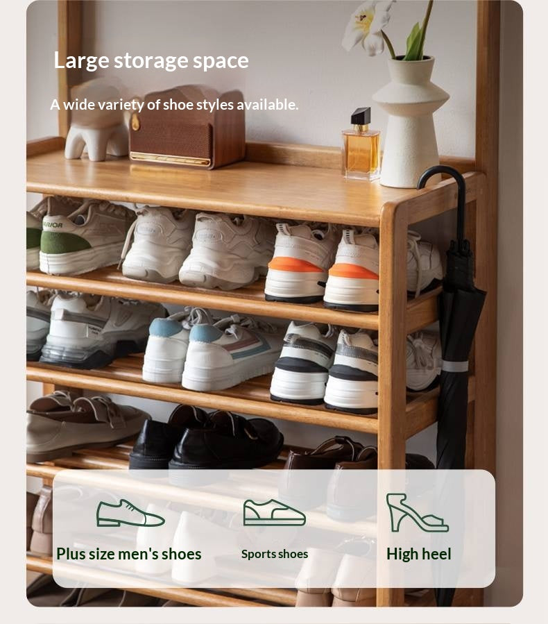Solid RubberWood Multi-Tiered Shoe Rack For Shoes, Clothes And Hats