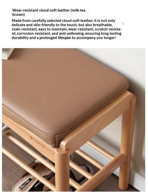 Back Walnut, Oak, Beech, Cherry Solid Wood Shoe Storage Bench