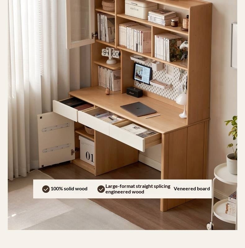 Beech Solid Wood Kids Desk Combination