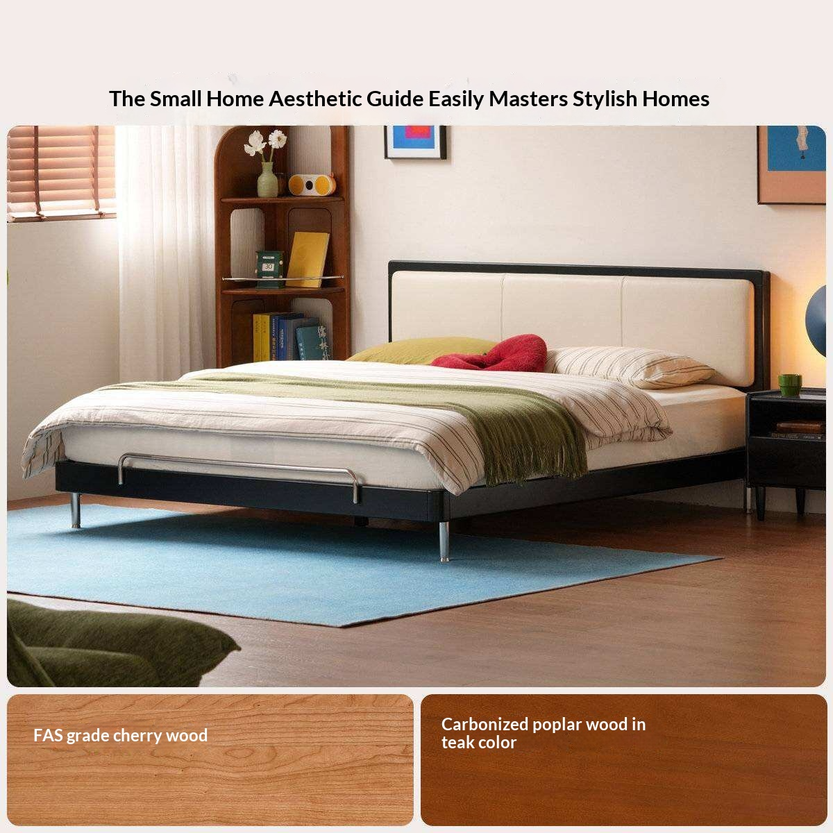 Rubberwood Solid Wood Ancient Style Double Bed