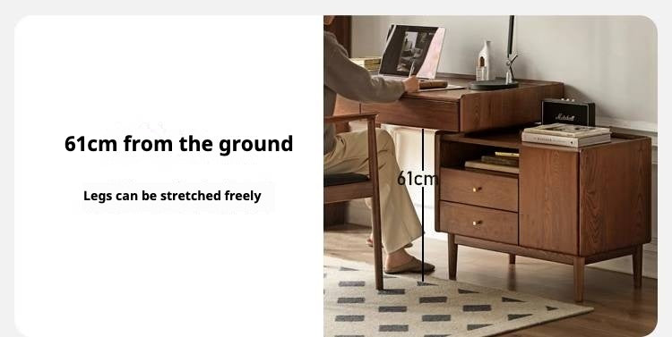 Ash Solid Wood Expansion Office Desk Corner Table