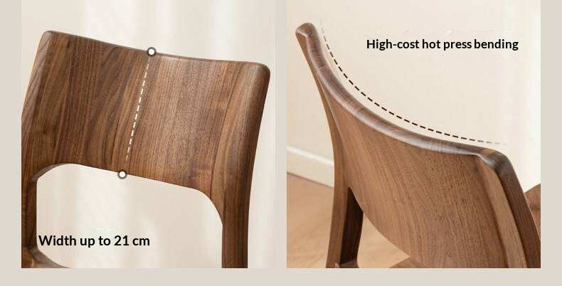 4 pcs Black Walnut Solid Wood Dining Chair with Sculpted Backrest Design