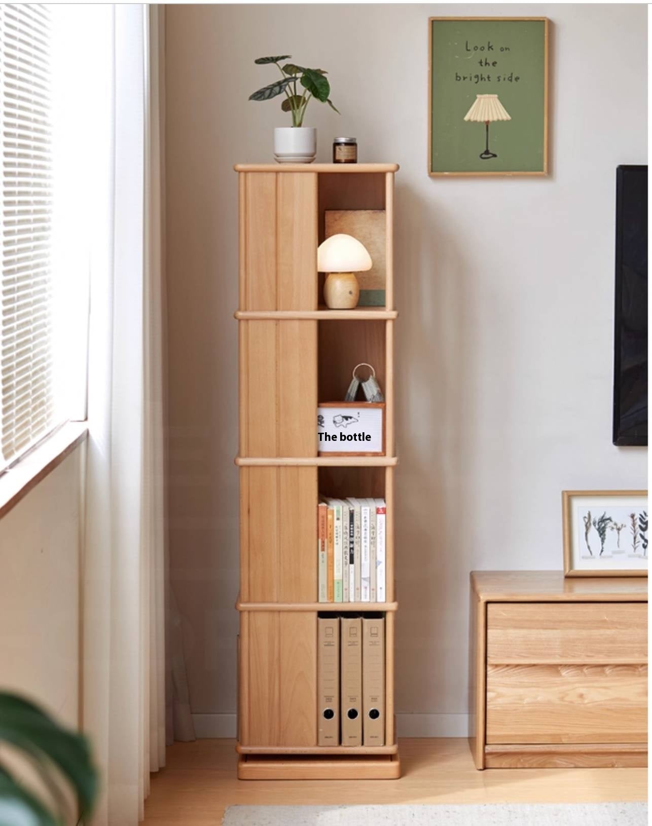 Beech Solid Wood Rotating Bookshelf