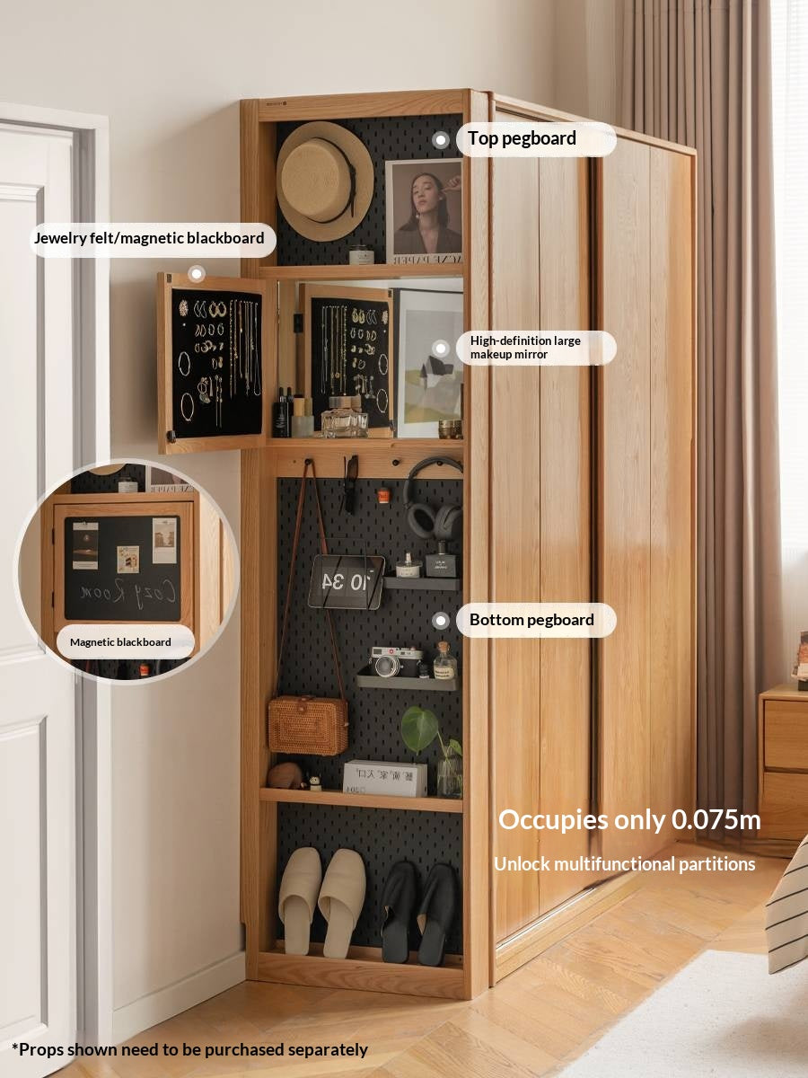 Oak, Cherry Solid Wood Corner Wardrobe