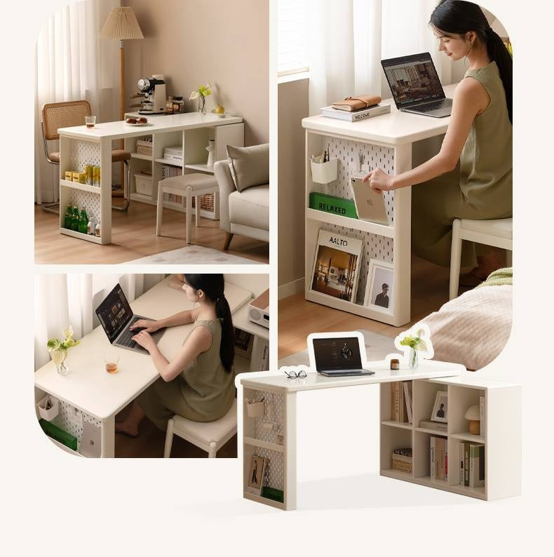 Rubberwood Solid Wood Cream Style Office Desk