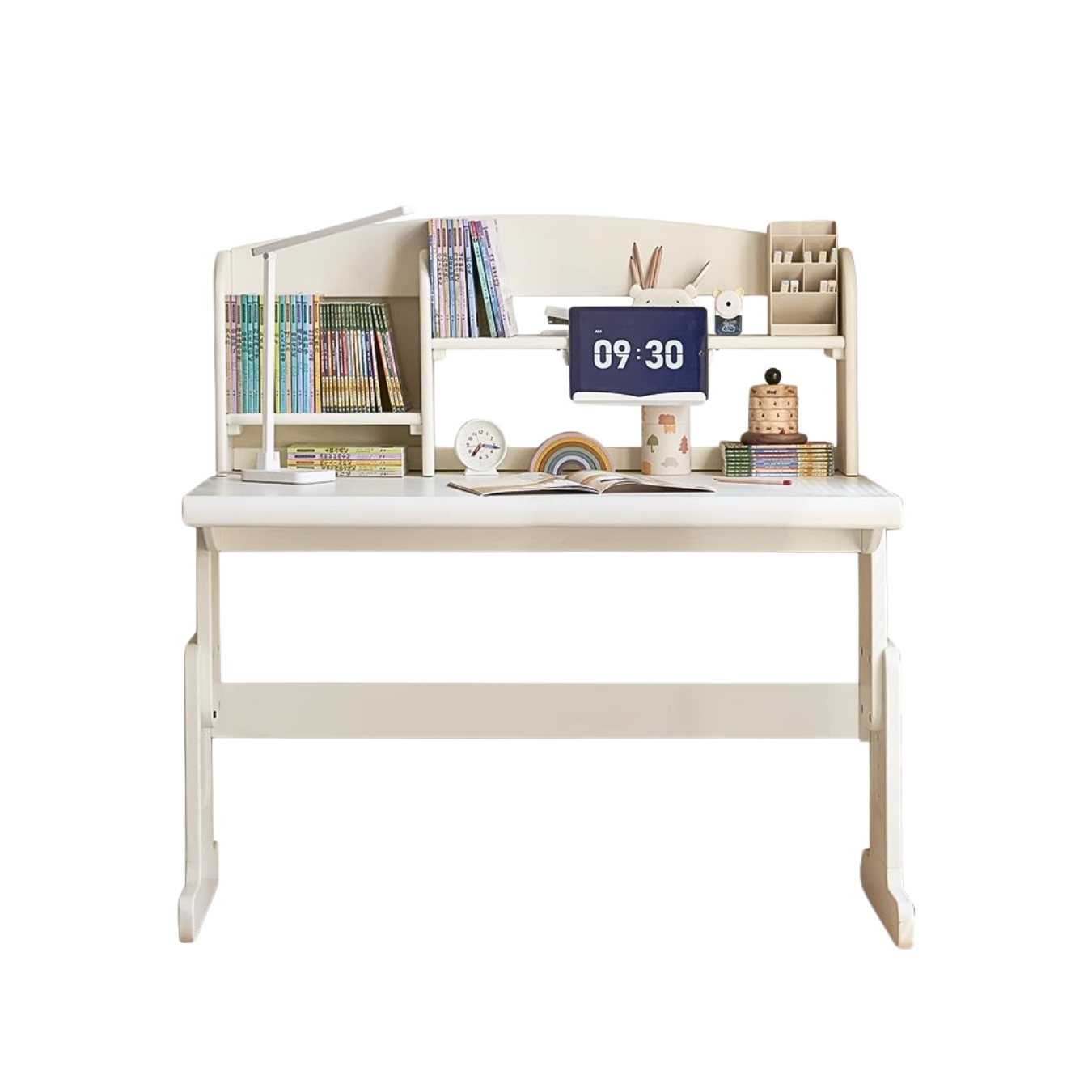 Poplar solid wood lift study desk adjustable white desk