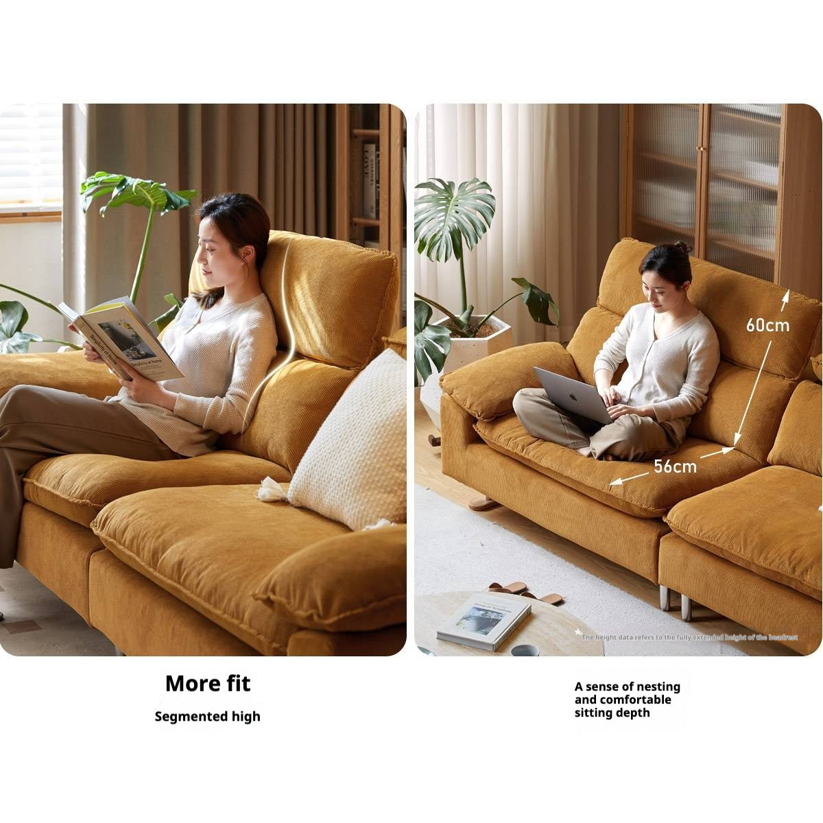 High-Back Corduroy Fabric Sofa with Removable Cover