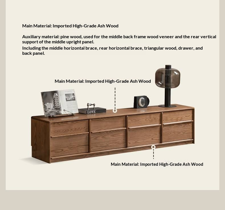 Ash Solid Wood Italian Luxury Floor-Standing TV Cabinet