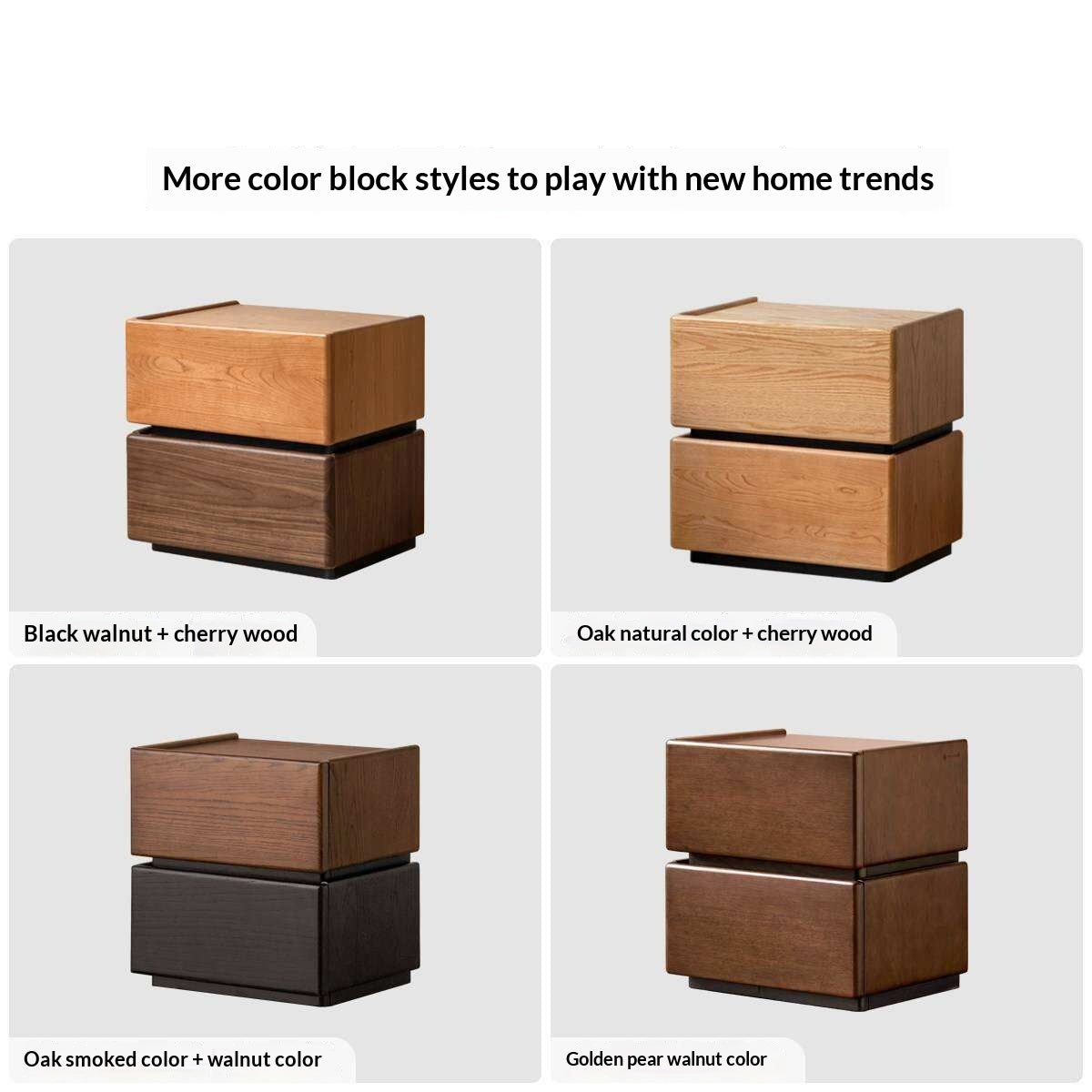 Black Walnut, Oak, Tulipwood Solid Wood, Solid Longan Hardwood Nightstand with Storage Drawer, Italian Style