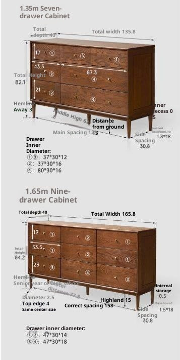 Oak, Solid Rubberwood Modern Minimalist Chest of Drawers