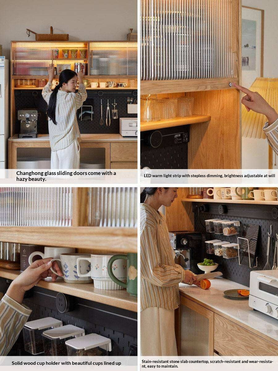 Ash Solid Wood White Wax Rock Plate Sideboard