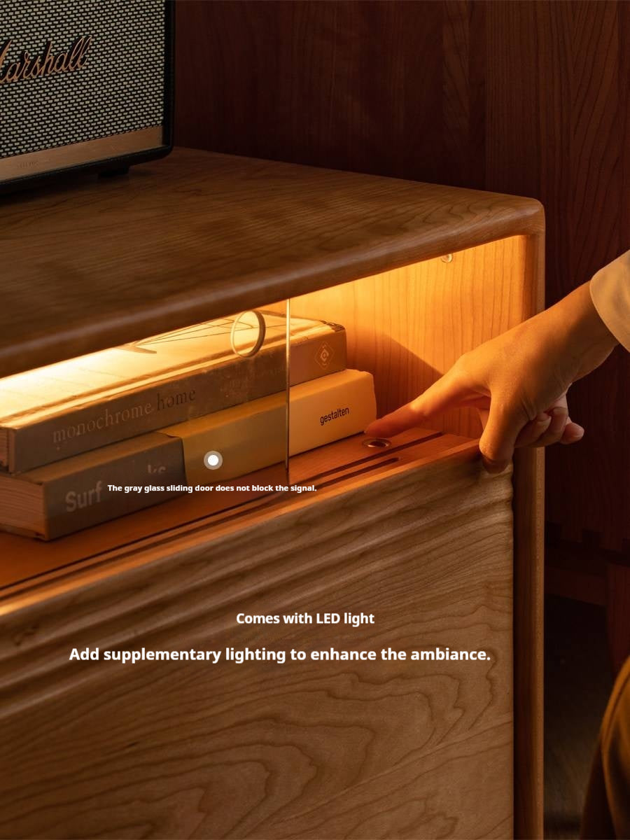 Black Walnut, Oak, Cherry Solid Wood TV Stand Floor Cabinet