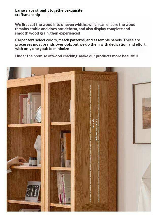 Oak, Solid Rubberwood Open Shelf Bookcase with Integrated Drawer