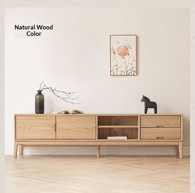 Ash Solid Wood Simple Floor TV Cabinet.