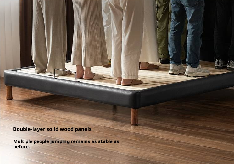 Genuine Leather Soft Headboard Bed