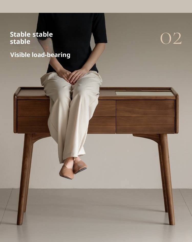 Black Walnut Solid Wood Italian Light Luxury Dressing Table