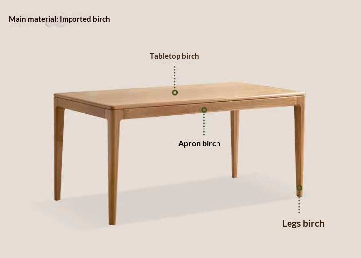 Oak Solid Wood Dining Table with Rectangular Top and Clean Lines
